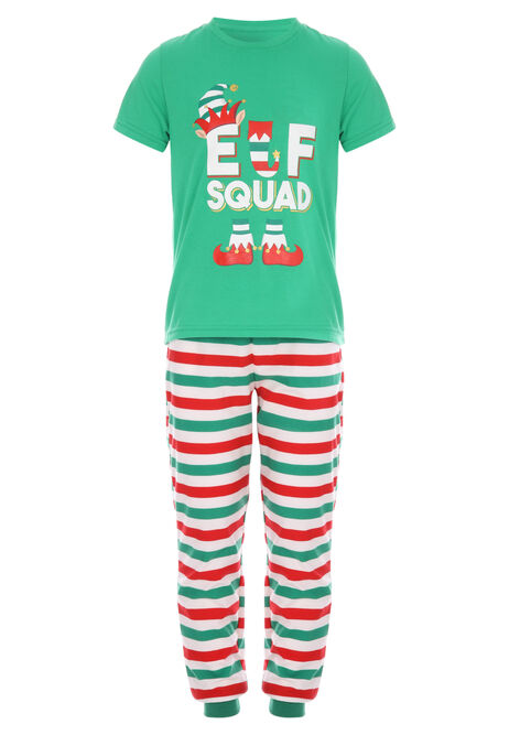 Unisex Kids Green Christmas Elf Squad Family Pyjama Set