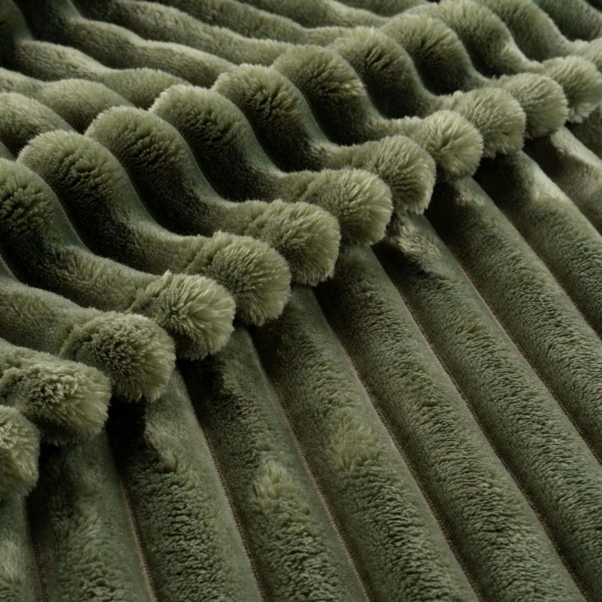 - Plaid côtelé flanelle effet fourrure 180x220cm - 180x220cm - Vert kaki