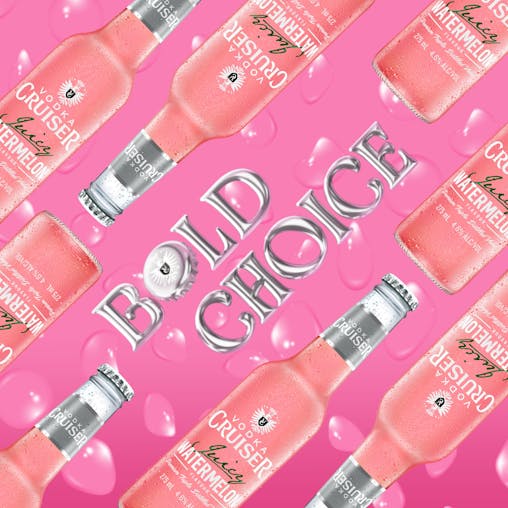 Vodka Cruiser Juicy Watermelon, Refreshing Flavoured Pre-Mixed Vodka Drink, 4.6% ABV, 275mL (Case of 24 Bottles)