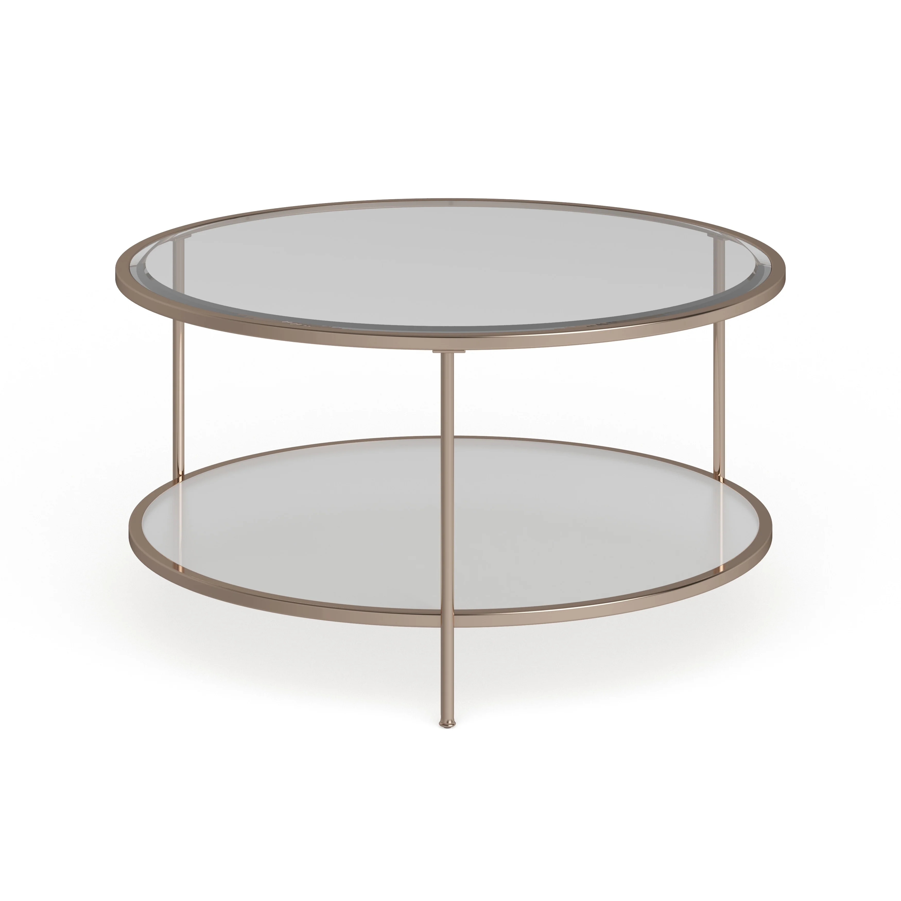 SEI Furniture Grant Gold Copper Round Coffee Table with Storage