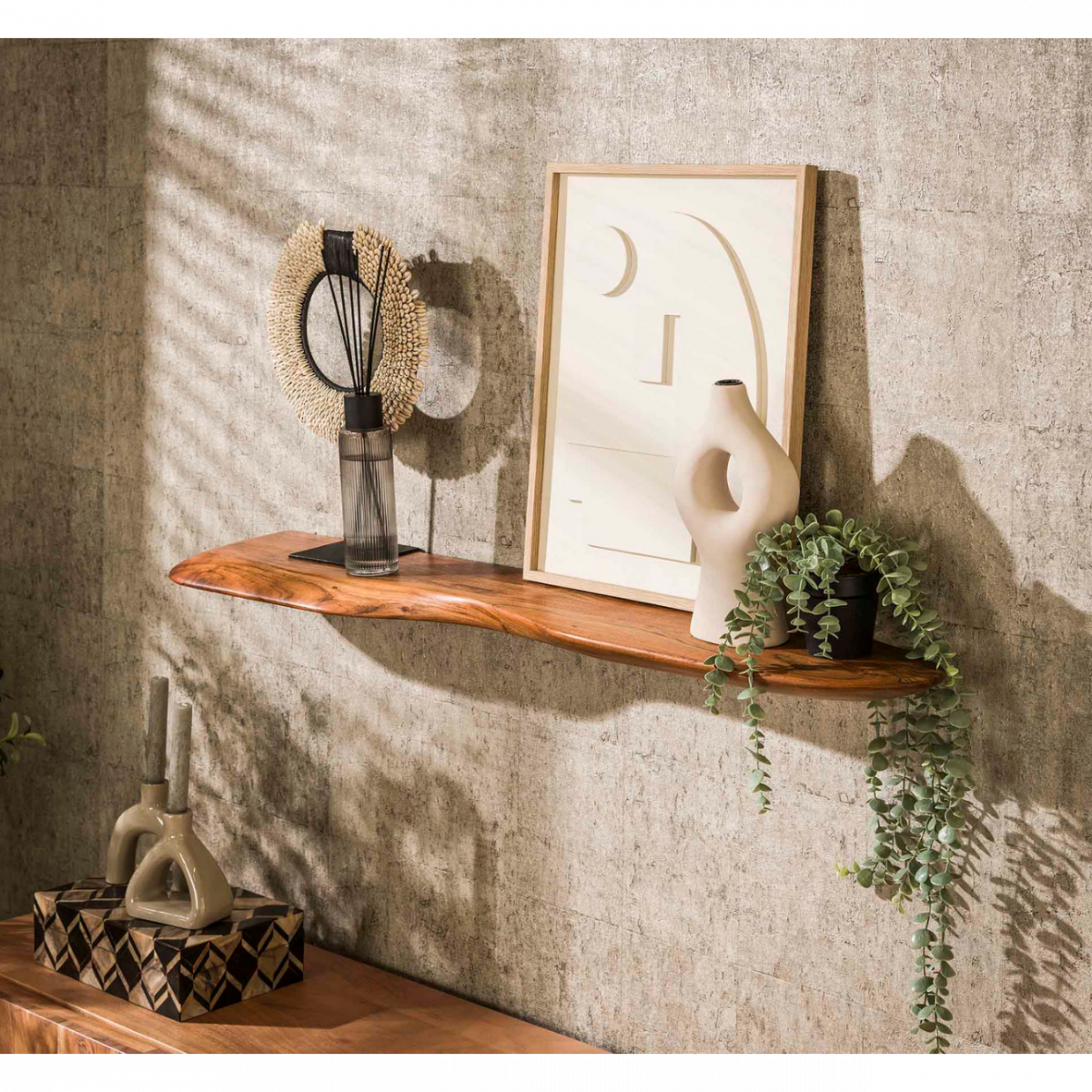 Fraaai - Boka organische wandplank - 120 cm - naturel