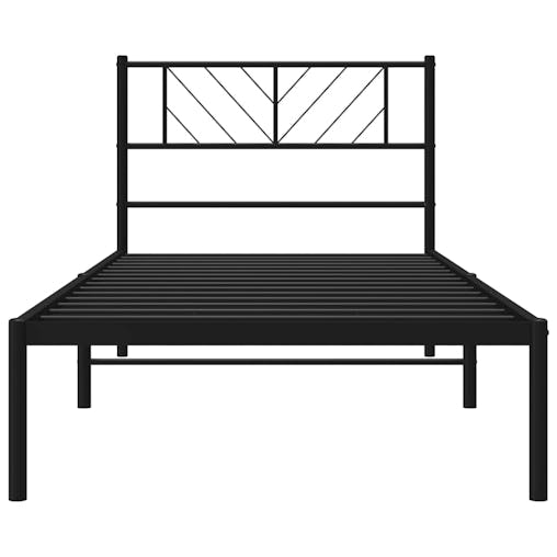 NNEVL Metal Bed Frame with Headboard Black 107x203 cm