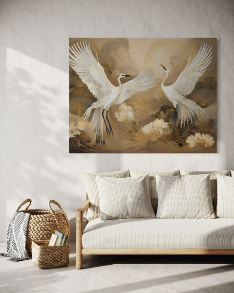 Feeby Obraz na płótnie, Żurawie Ptaki Zwierzęta 60x40