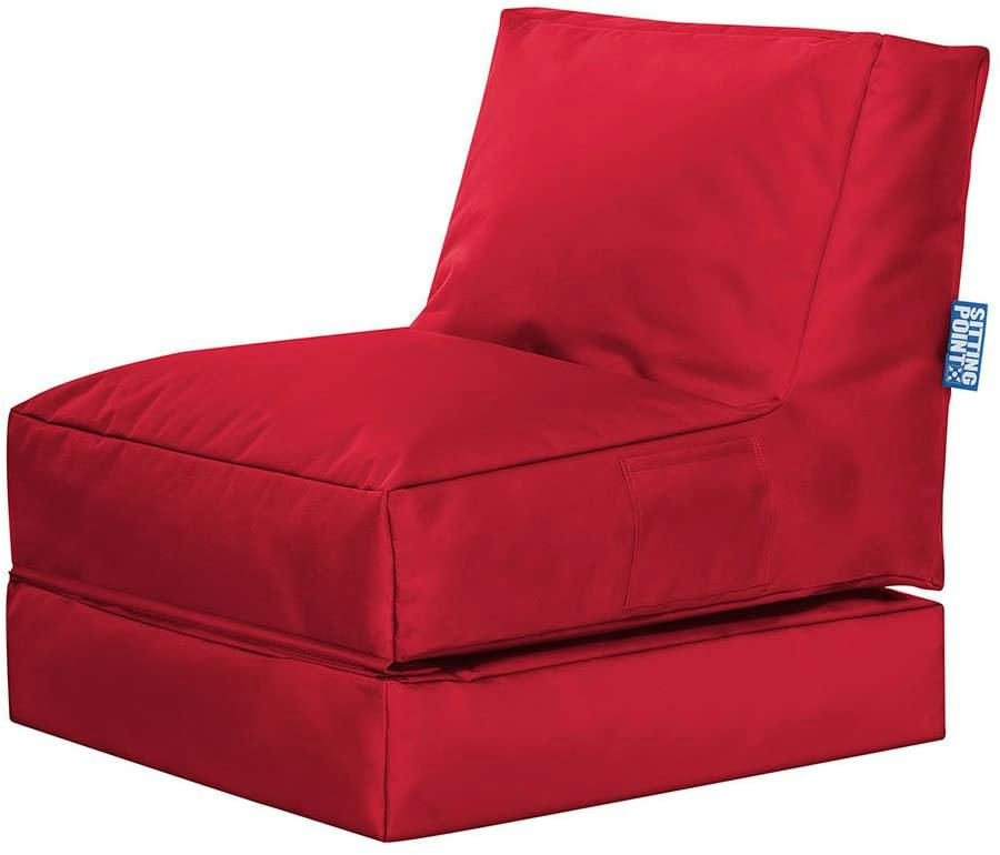 TWIST - Pouf extérieur uni rouge dépliable 70x80x90