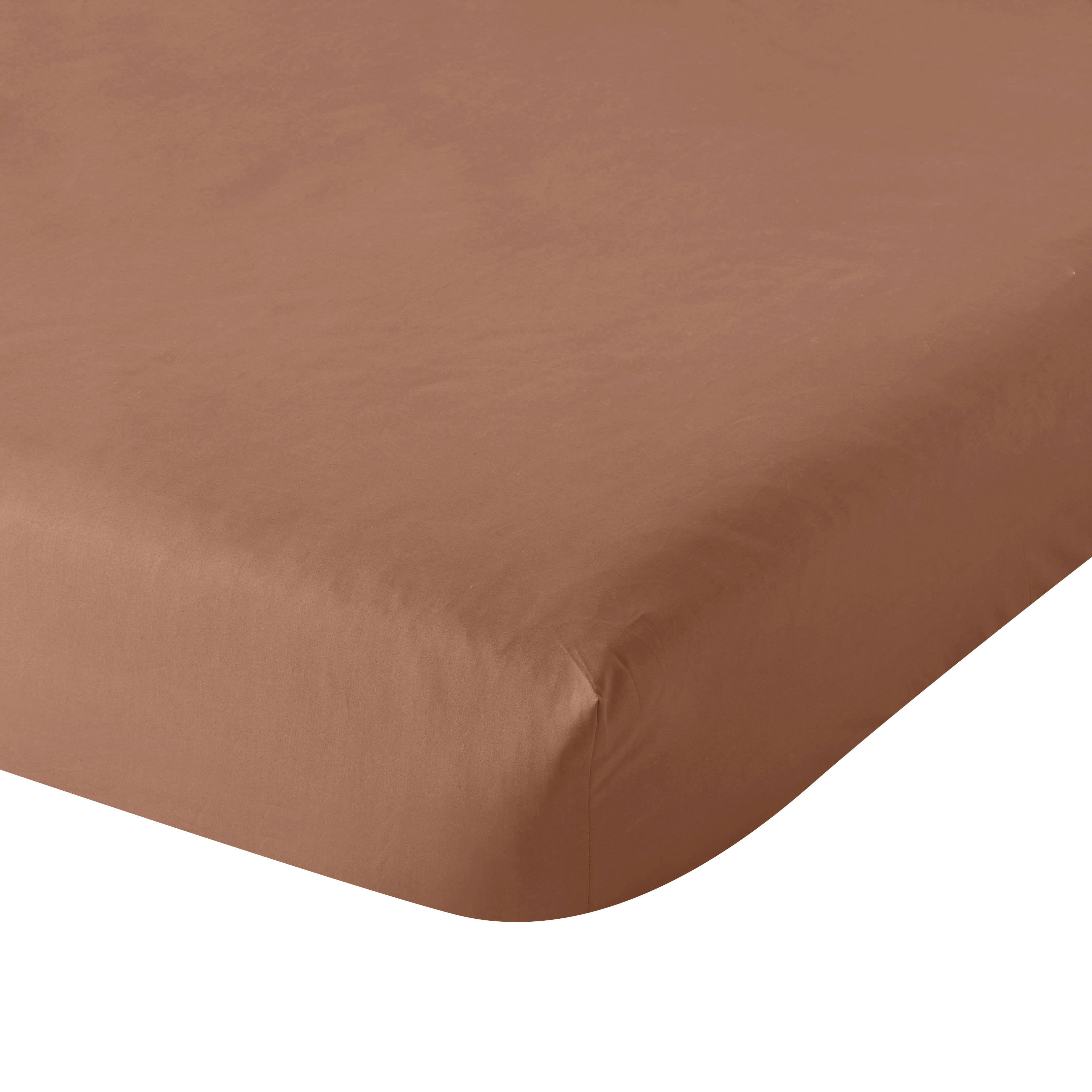 - Drap housse coton coloris terracotta 180x200 cm - DODO