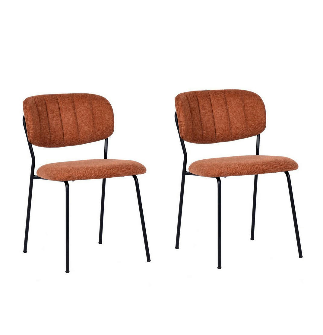 BELLAGIO - 2 Chaises de repas tissu orange