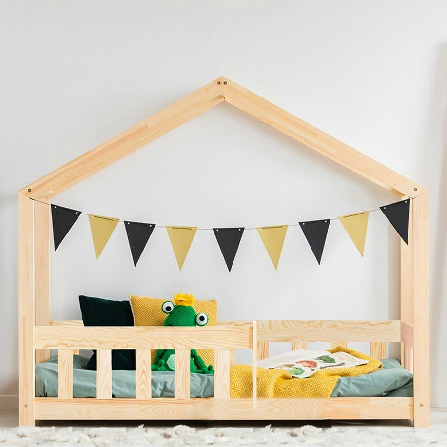 AMANDINE - Lit cabane 90x200 sommier inclus naturel