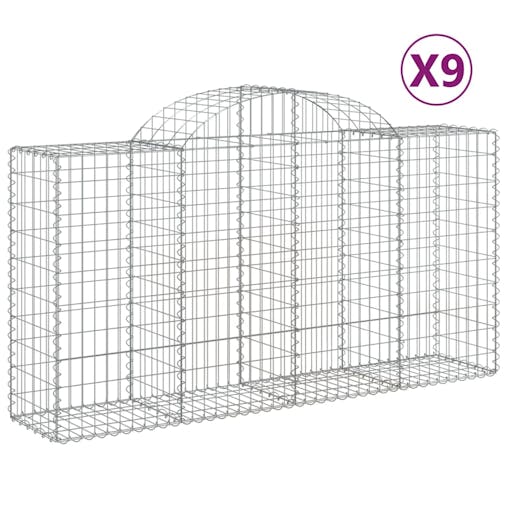 NNEVL Arched Gabion Baskets 9 pcs 200x50x100/120 cm Galvanised Iron
