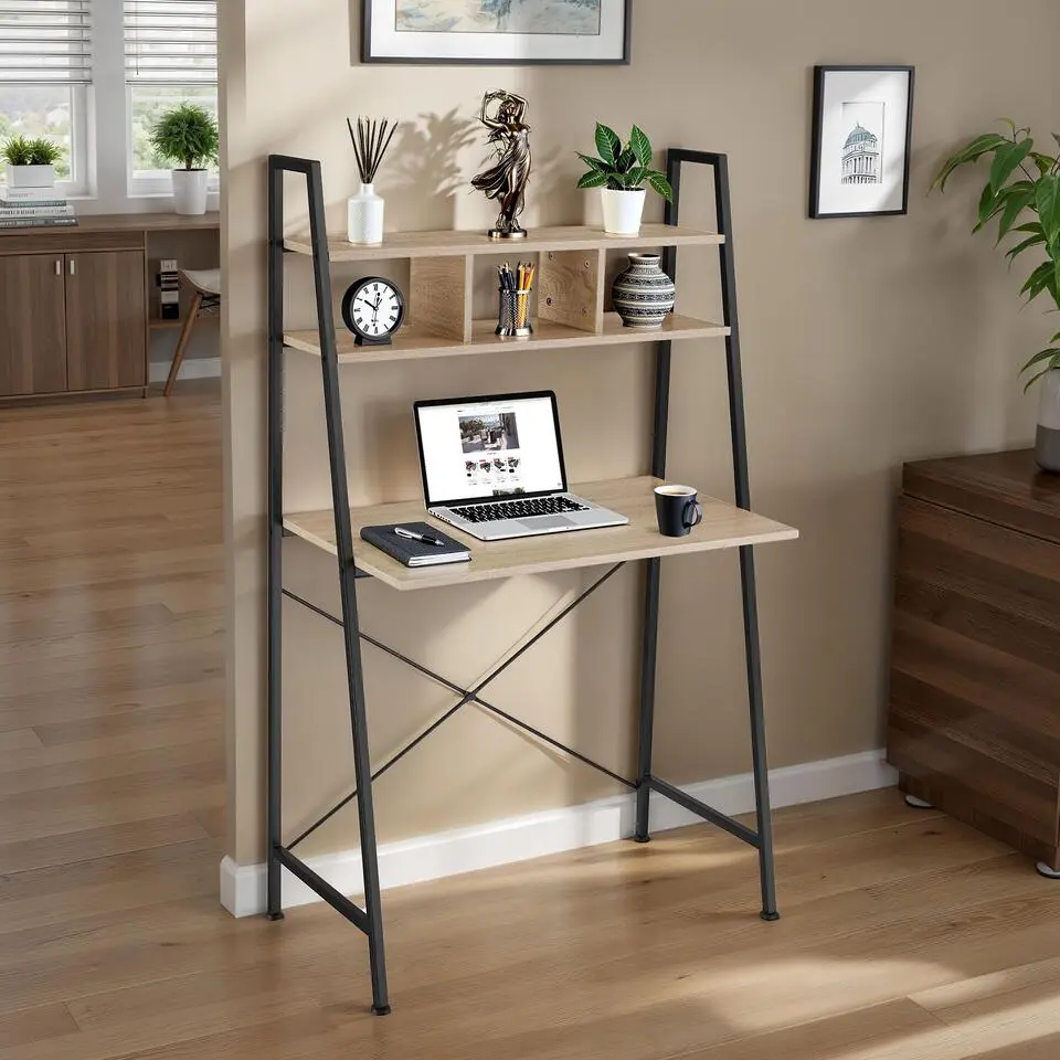 tectake Bureau Exeter 85,5x46,5x140cm, Industrieel Licht Hout, Eiken Sonoma