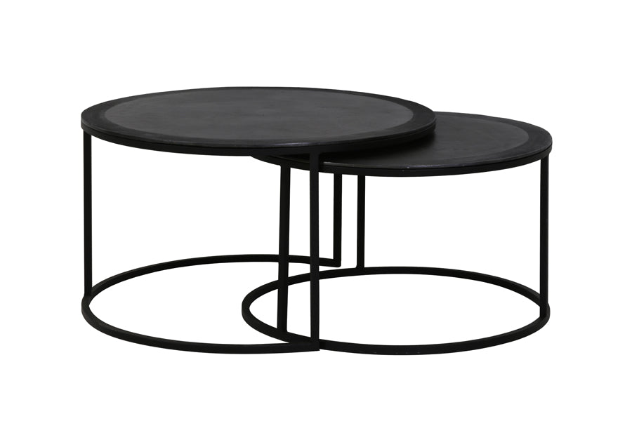 Light & Living salontafel TALCA - Ø75x45cm - zwart - Set van 2