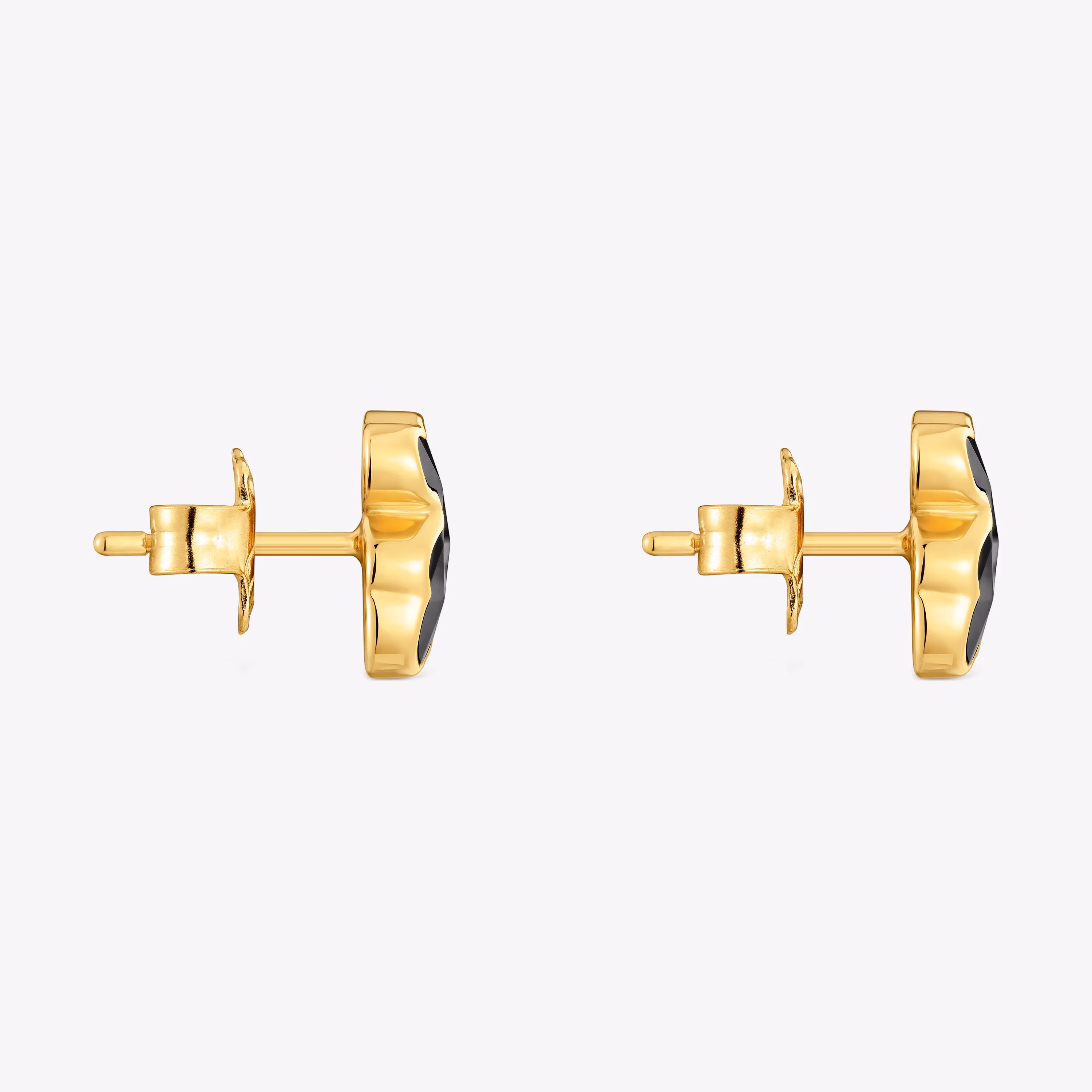 Pendientes oso con baño de oro 18 kt sobre plata y ónix 10 mm Icon Color