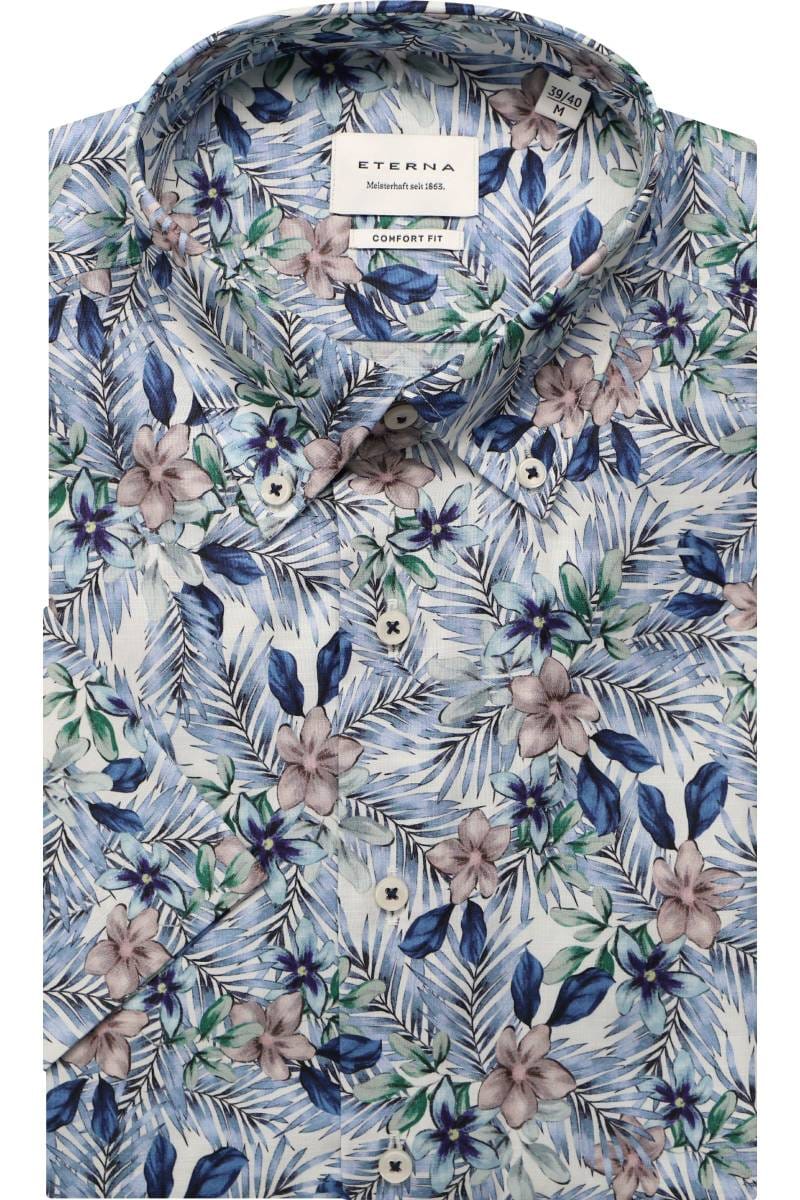ETERNA Comfort Fit Tencel Hemd blau, Bedruckt