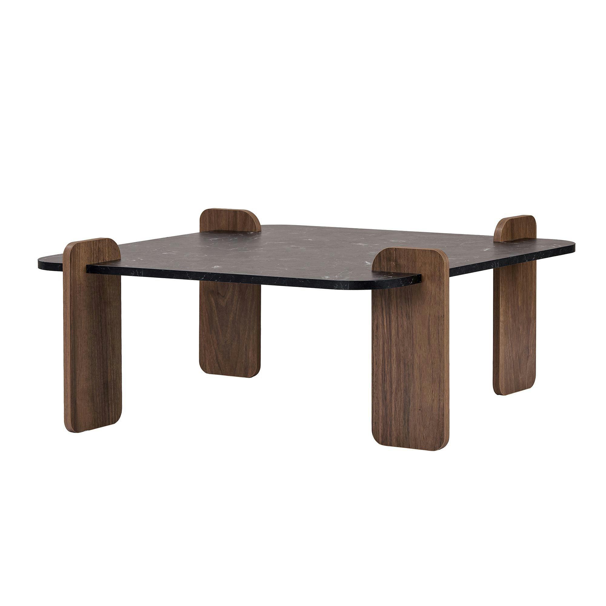 Table basse carrée décor marbré noir et noyer MARFA