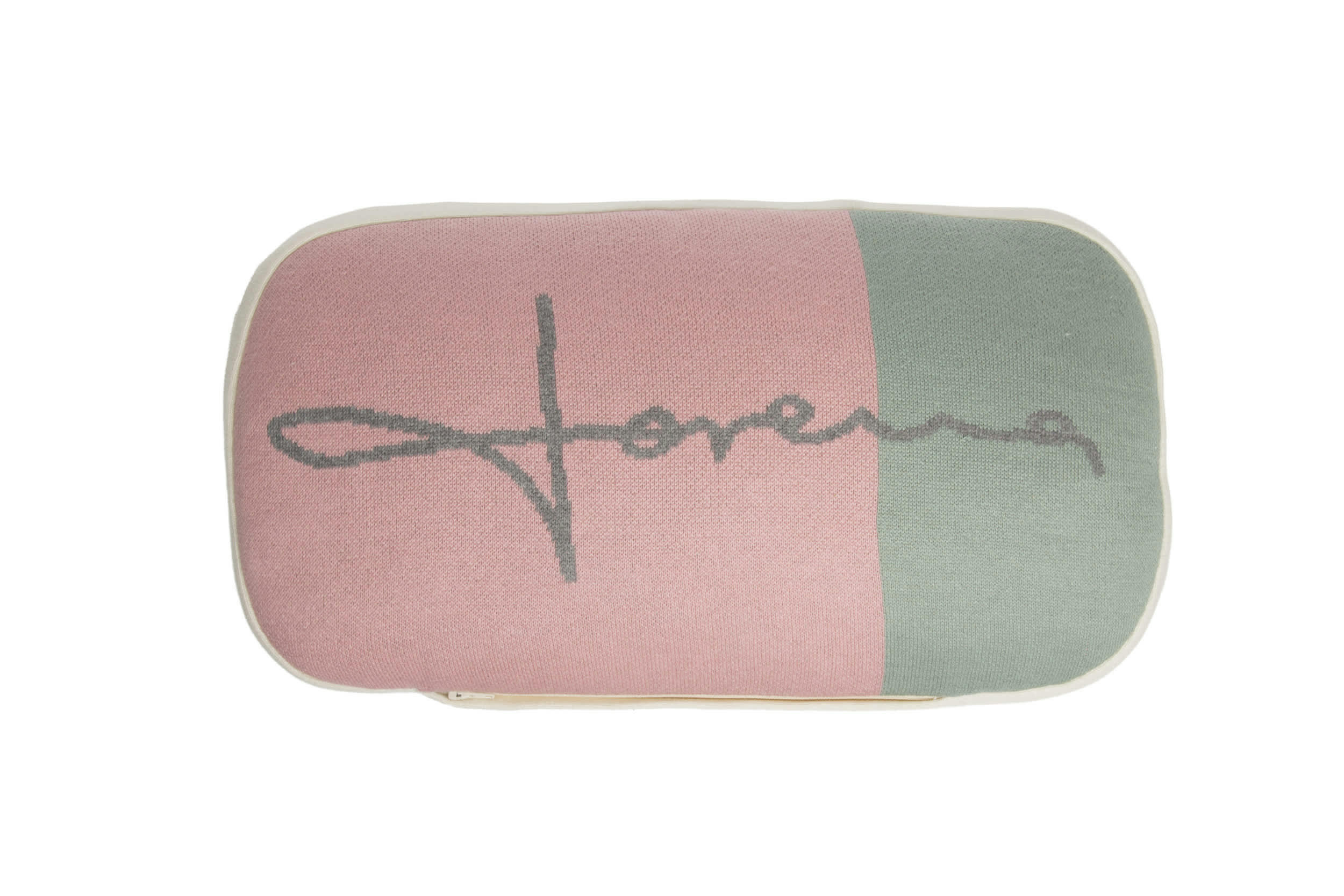 BACK-TO-SCHOOL - Coussin gomme en coton rouge et bleu 24x45