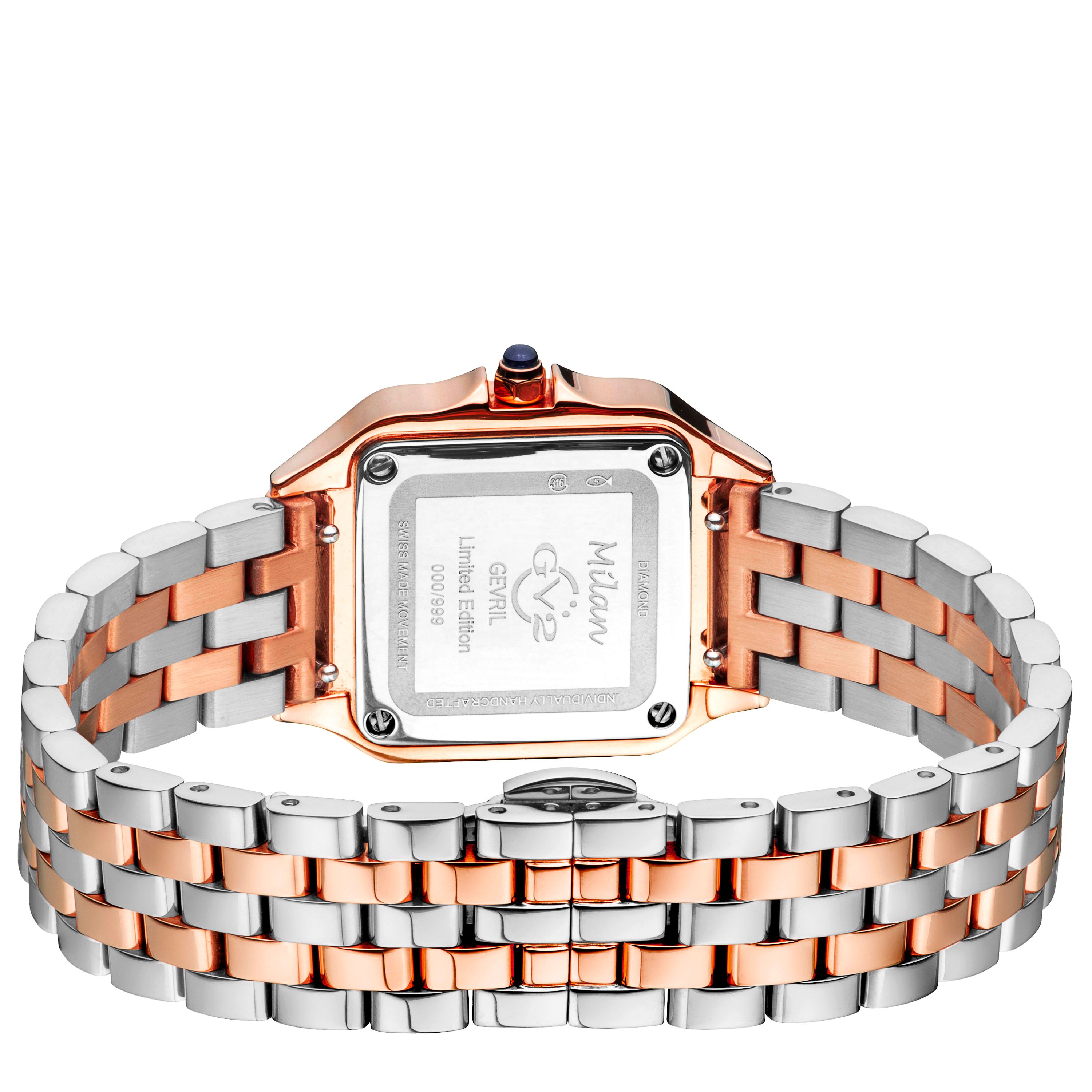 GV2 Milan Swiss Quartz 27.5 MM White Dial 316L Stainless Steel Sapphire Crystal Diamond Watch