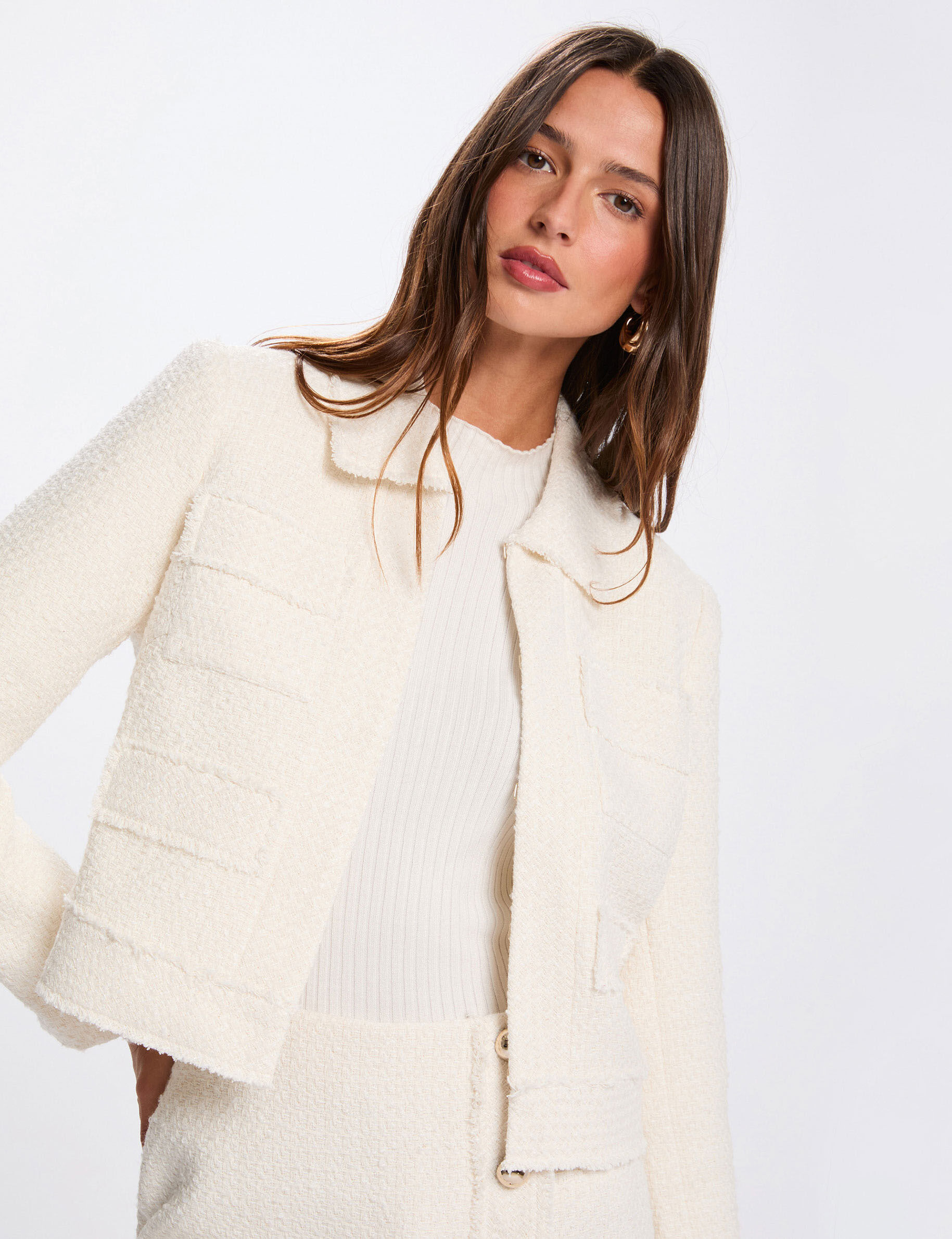 Cropped Fitted Jacket Ivory Women