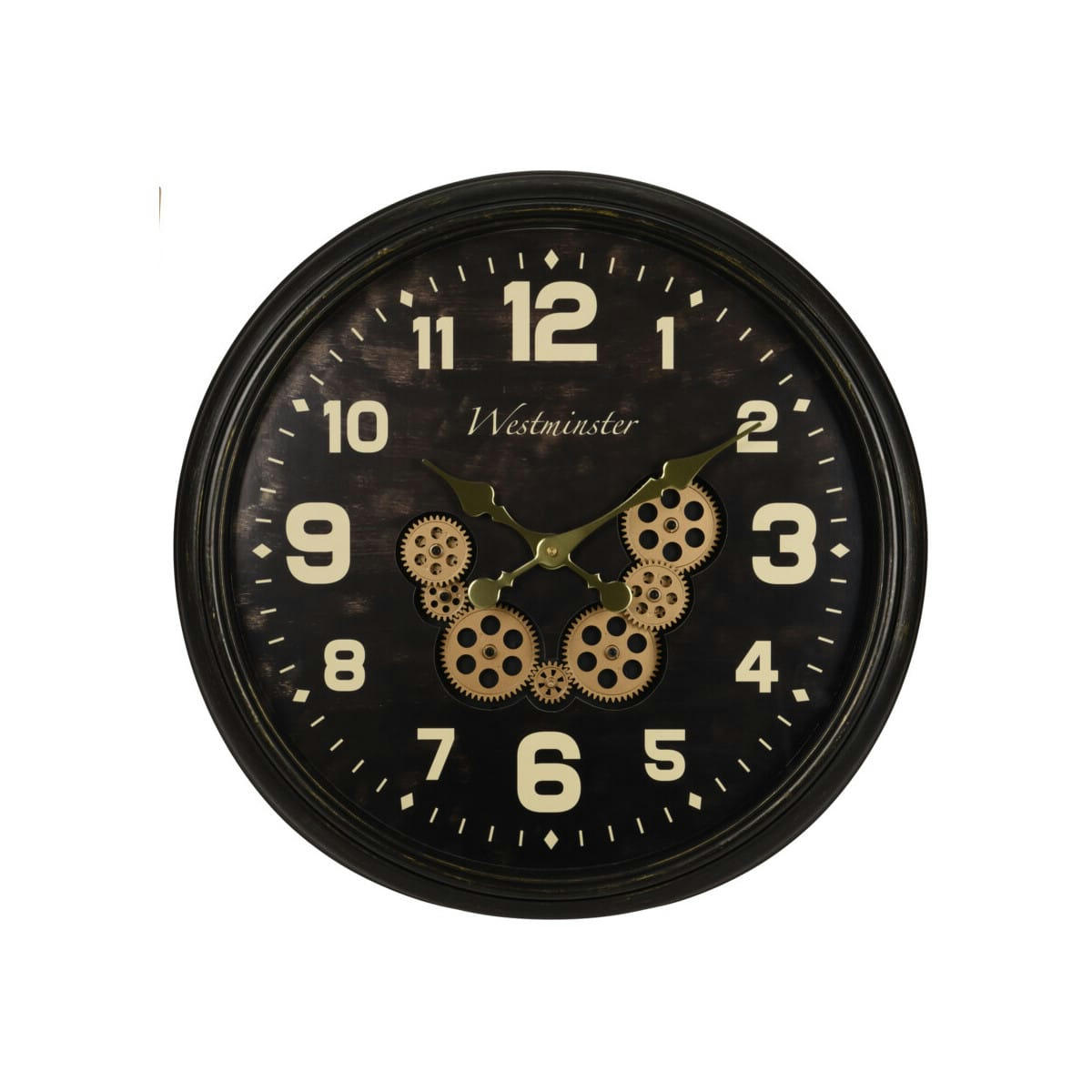- Horloge murale ronde en métal noir et doré engrenage D57cm