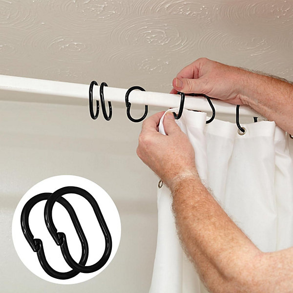 Lot de 24 anneaux de rideau de douche en forme de C pour tringles à rideaux de douche et tringles à rideaux de douche d'angle