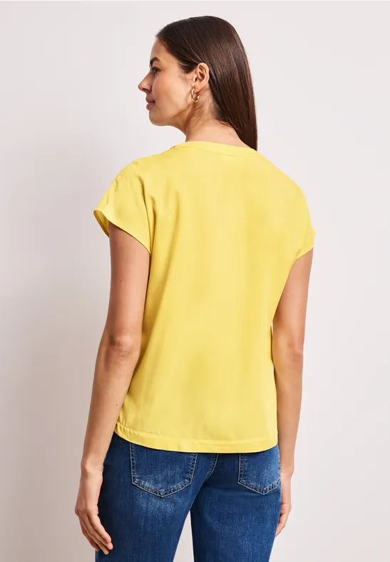 Blusenshirt in Unifarbe mit Split Neck