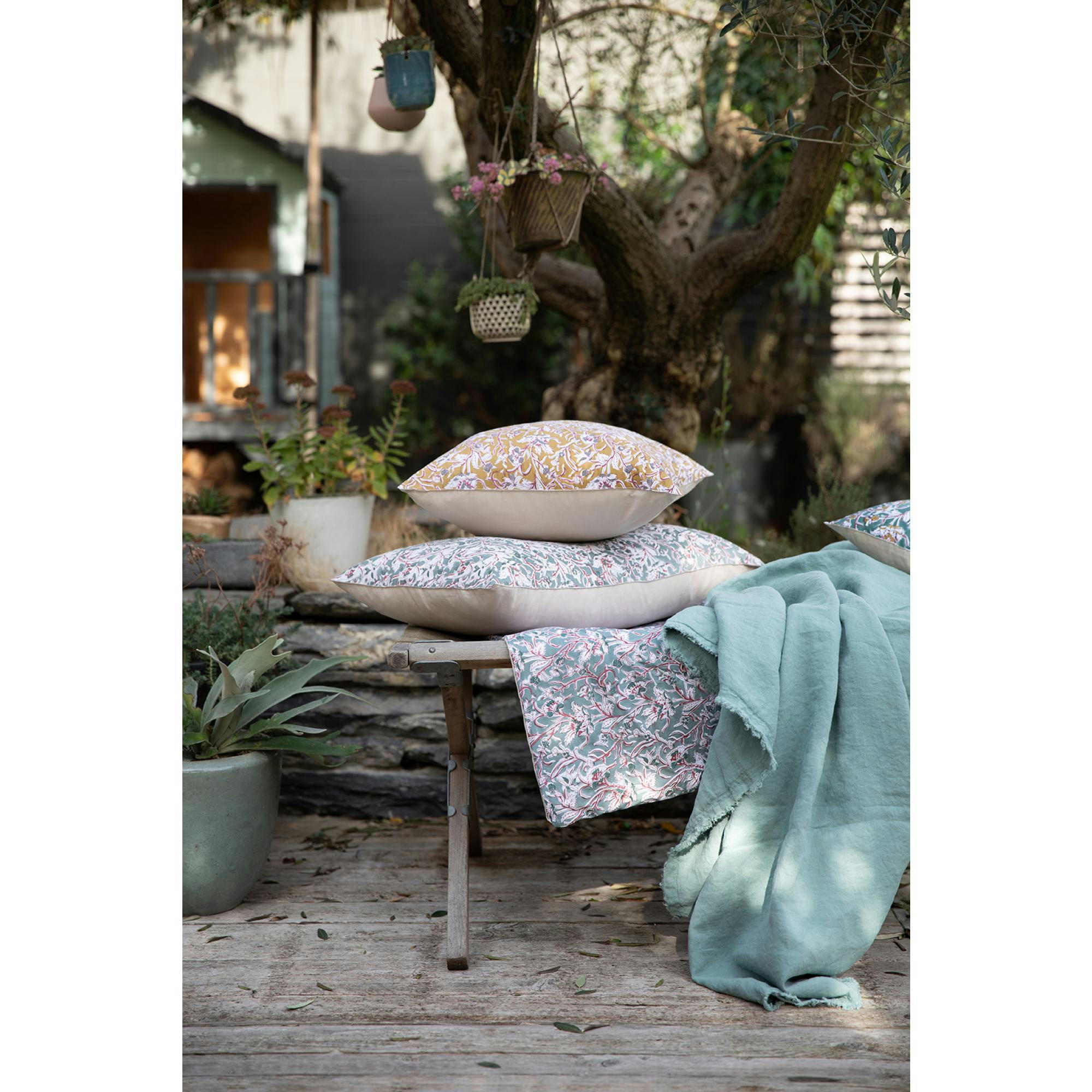 ZEFF - Plaid  Nomade en lin prusse 130 x 180