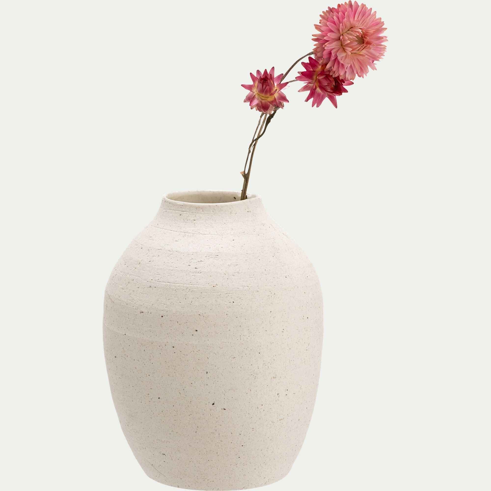 LOSSE - Vase classique en grès moucheté H15cm - blanc