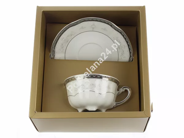 Filiżanka ze spodkiem 0,22 L / 14,5 cm (do herbaty) Ćmielów - Bolero E361 GIFT BOX
