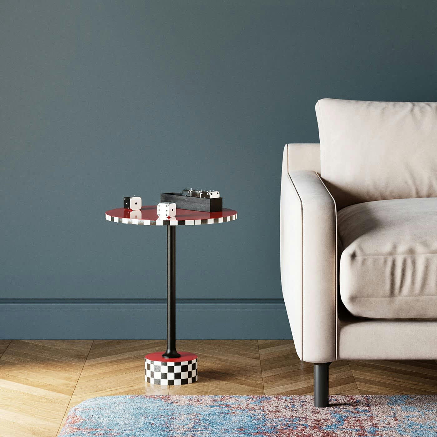 DOMERO - Table d'appoint Domero Checkers 40cm rouge Kare Design