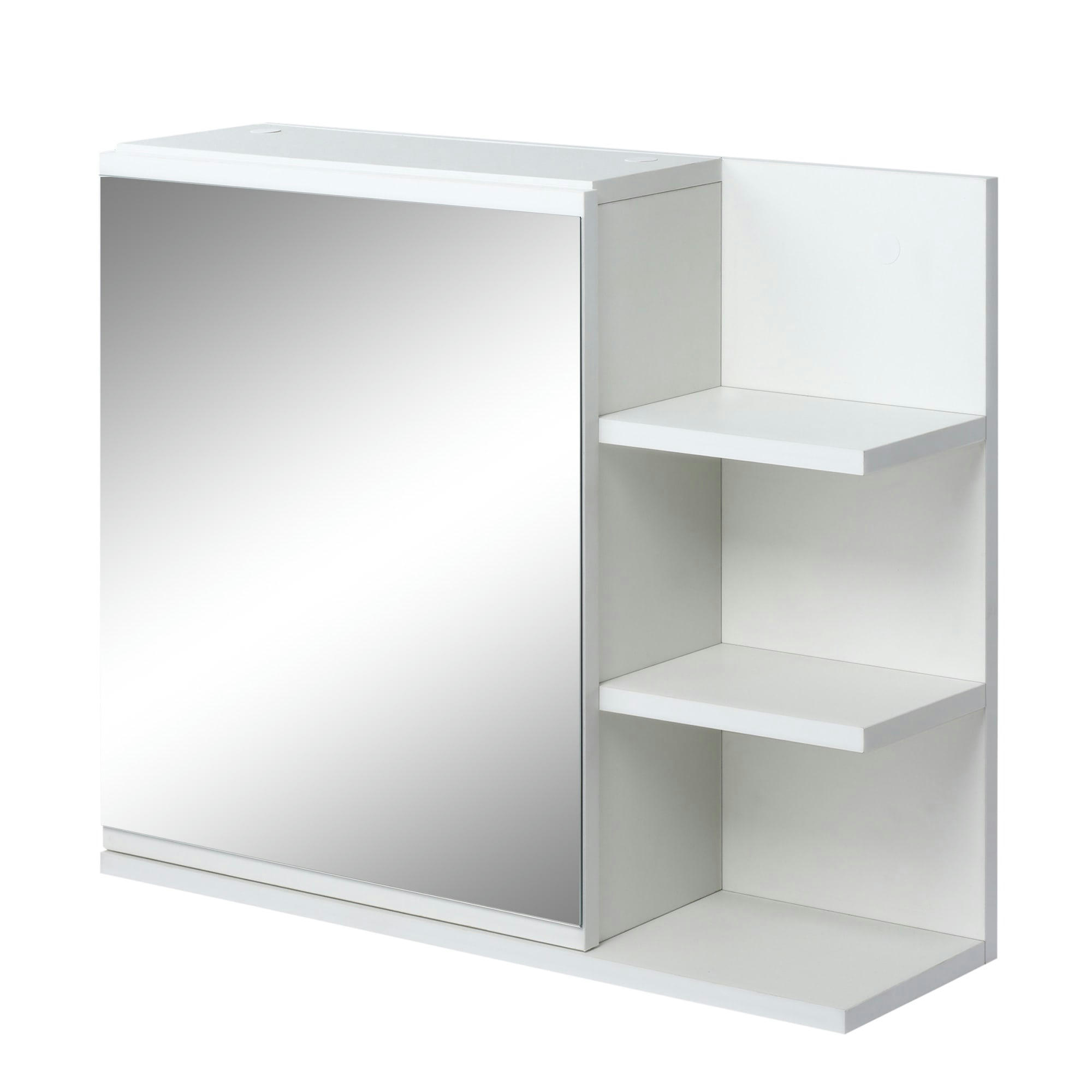 - Armoire miroir de salle de bain avec étagères - aspect bois blanc