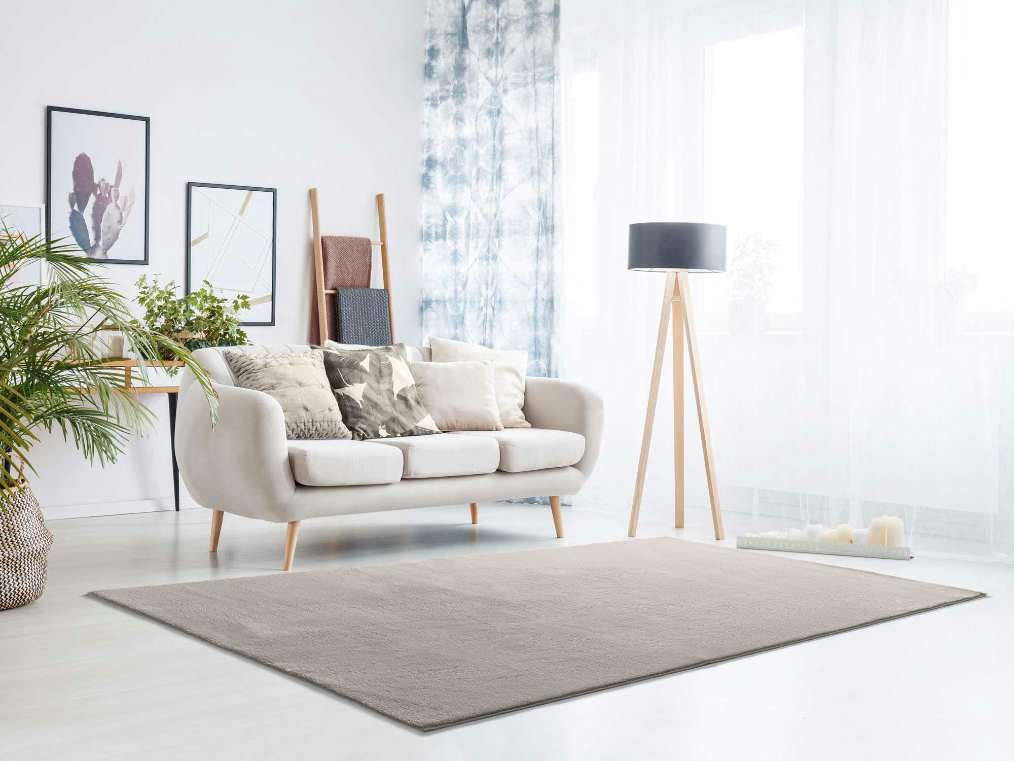 LOFT - Tapis uni lavable pierre, 200X290 cm