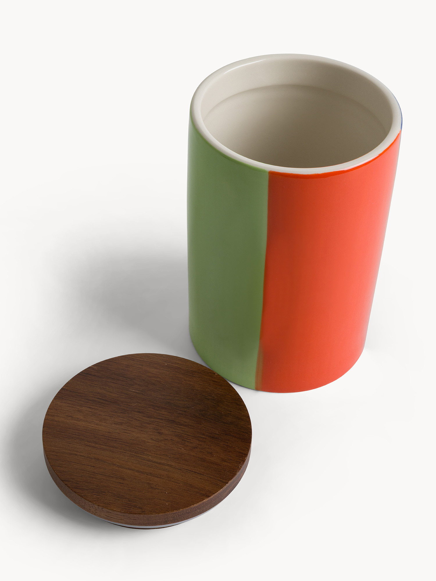 Barattolo in ceramica a righe