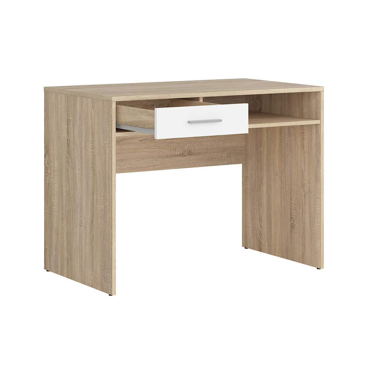- Bureau 1 tiroir stratifiés naturel et blanc