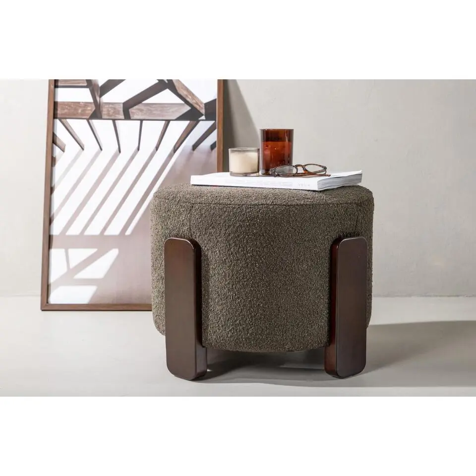 Svea - Nova hocker - boucle - donkergrijs