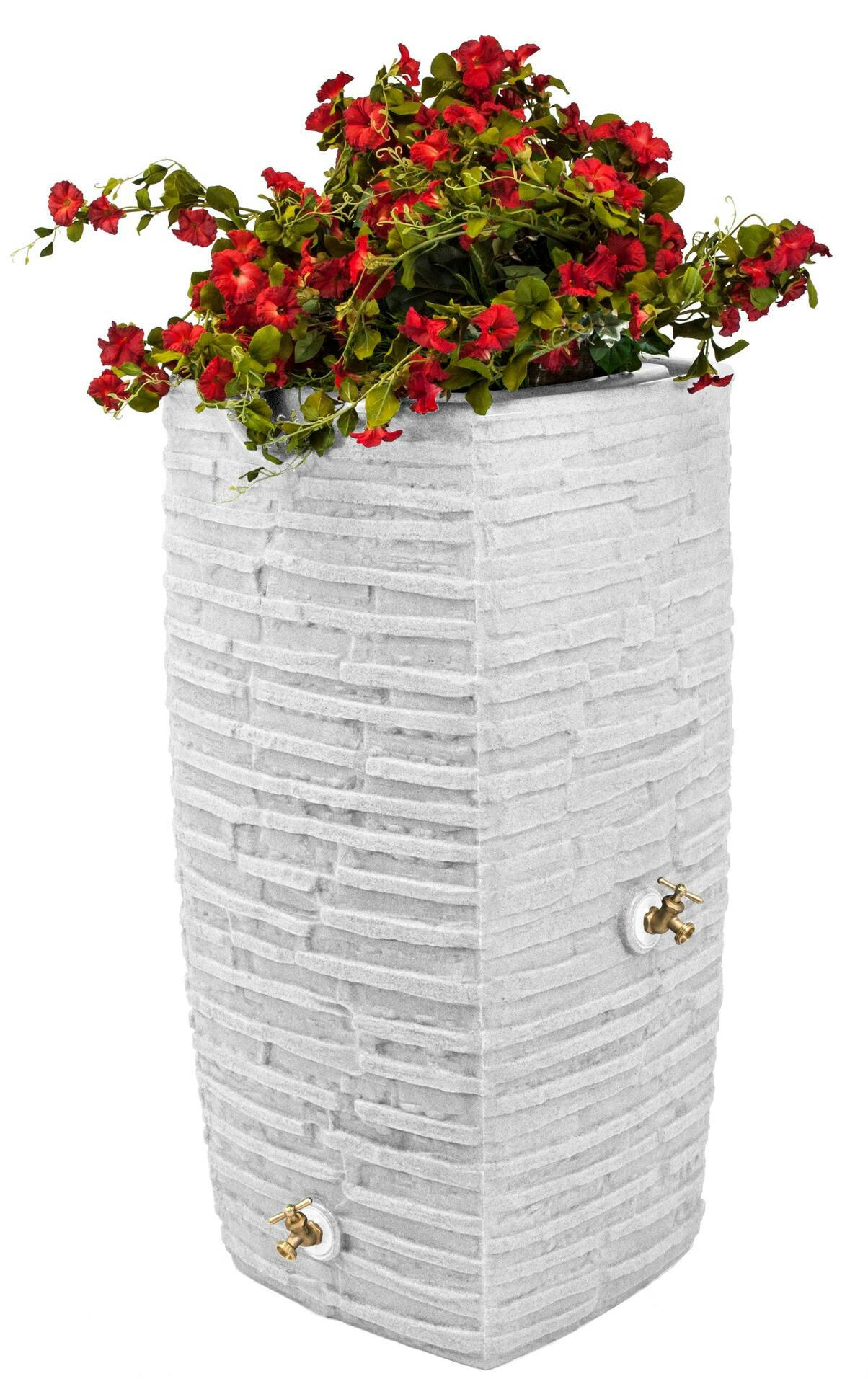 Good Ideas Decorative Stone Rain Barrel with 2 Spigots, 100% BPA Free, 190-L