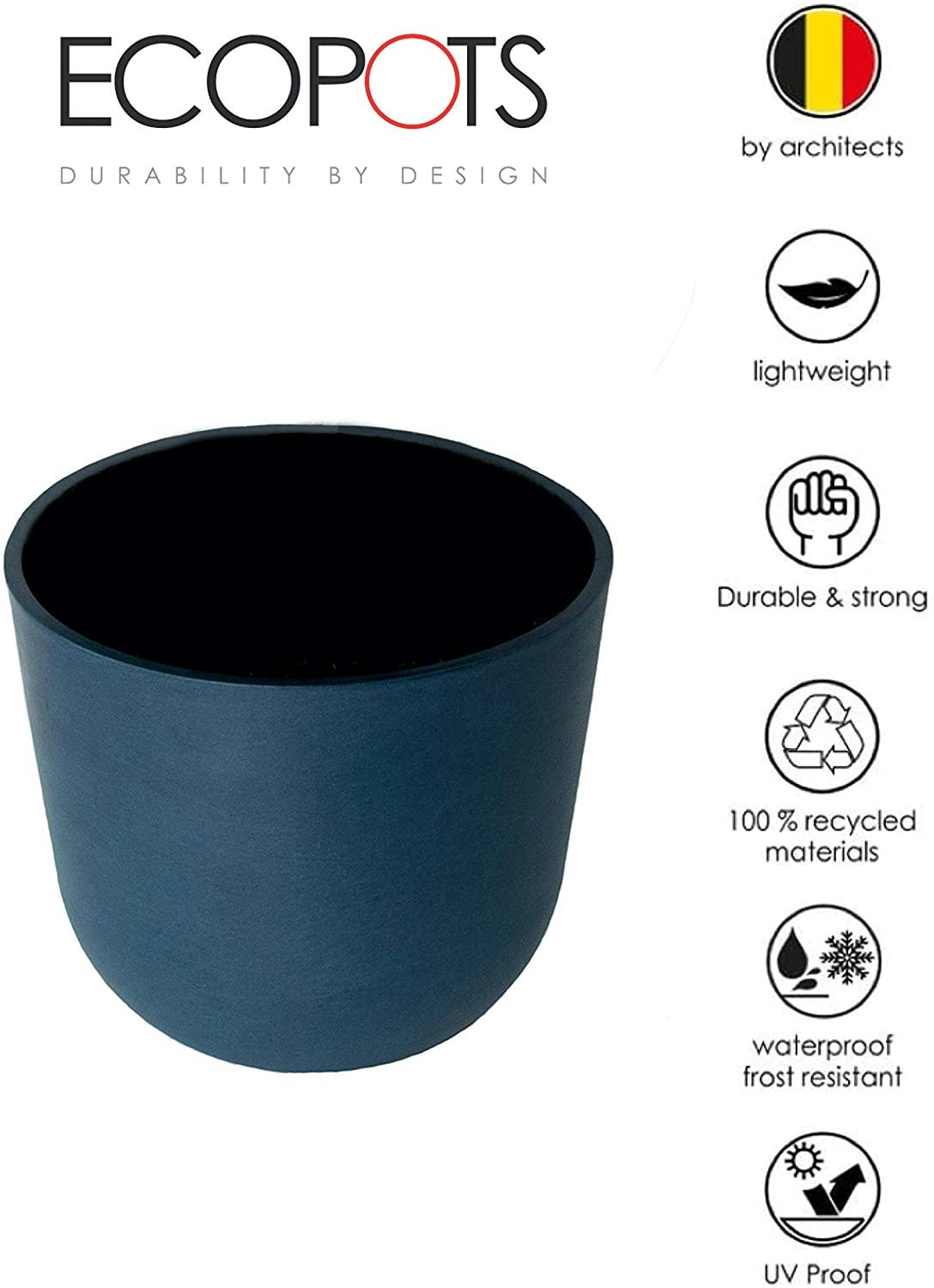 - Plante d'intérieur - Palmier Kentia de 90cm en pot bleu nuit