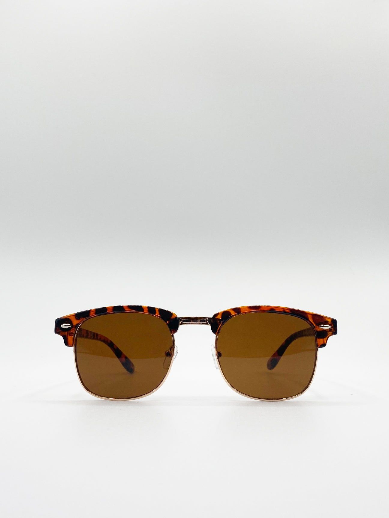 SVNX Half Frame Wayfarer Style Sunglasses in Tortoiseshell