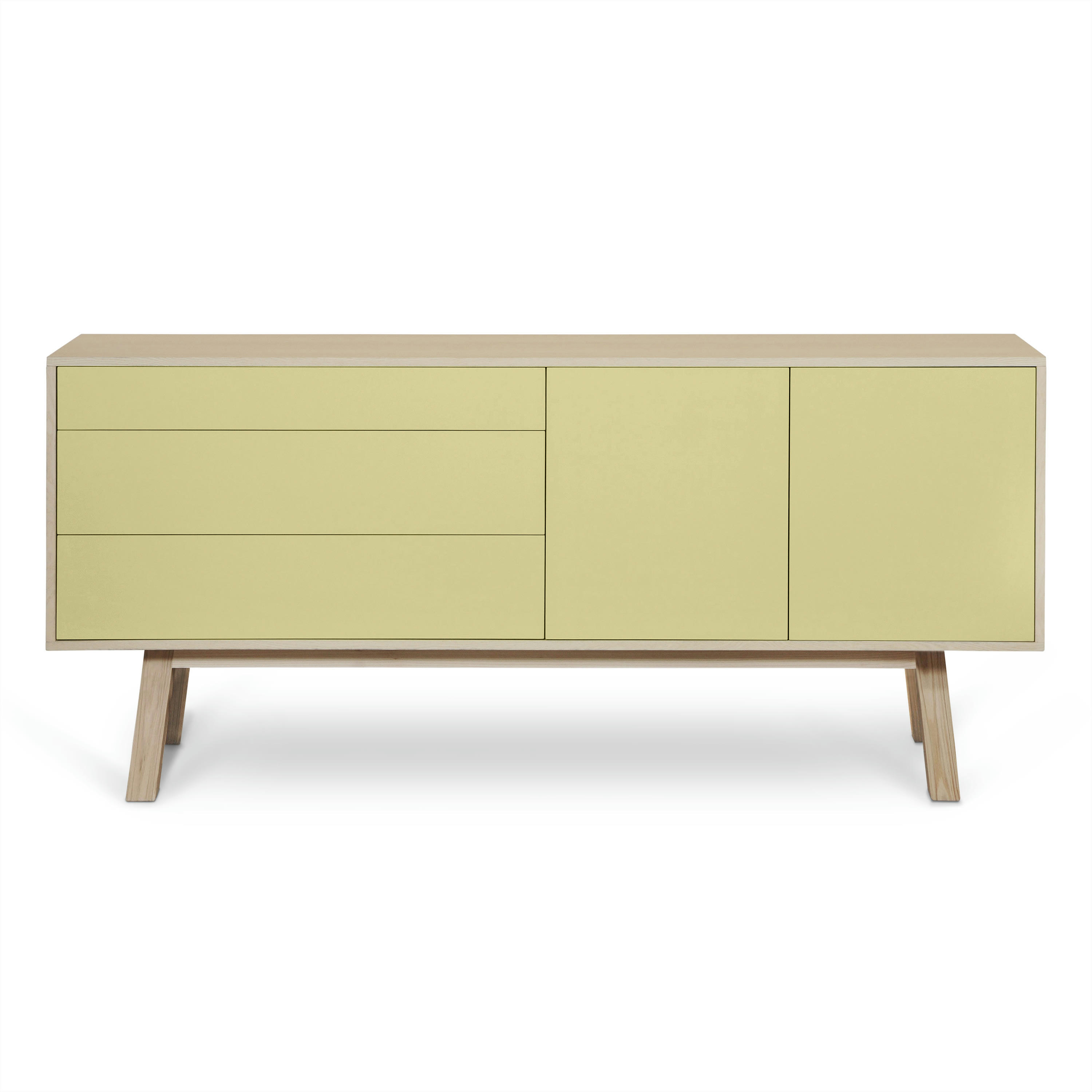 KUBE - Buffet en frêne 2 portes+3 tiroirs 180 cm, hauteur 94 cm
