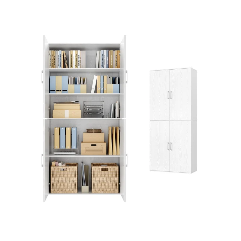 Armoire multifonctionnelle 4 portes 5 étagères, panneaux de particules