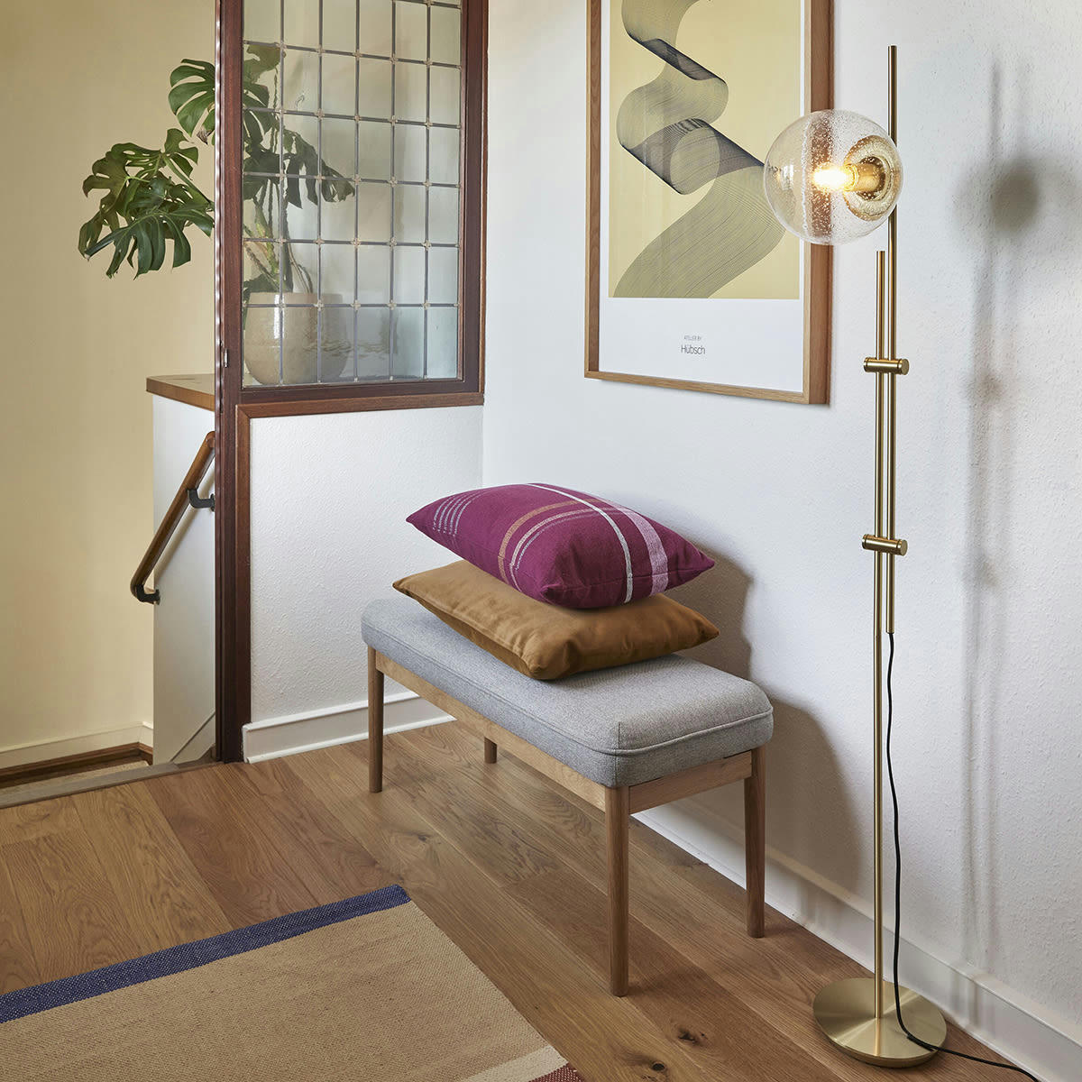 BUBBLE - Lampadaire en métal et verre laiton transparent