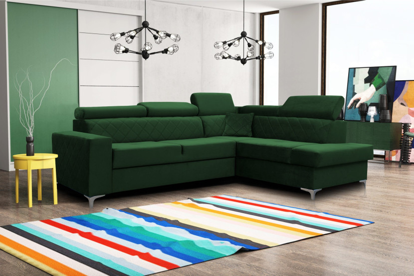 Stylowy Narożnik tapicerowany do salonu VIVIENNE / FRESH13 zielony