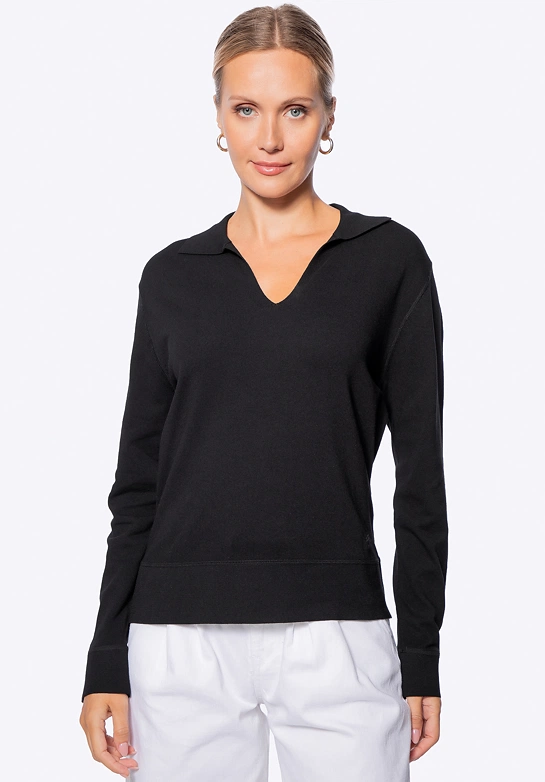Sweter damski z dekoltem V-neck czarny