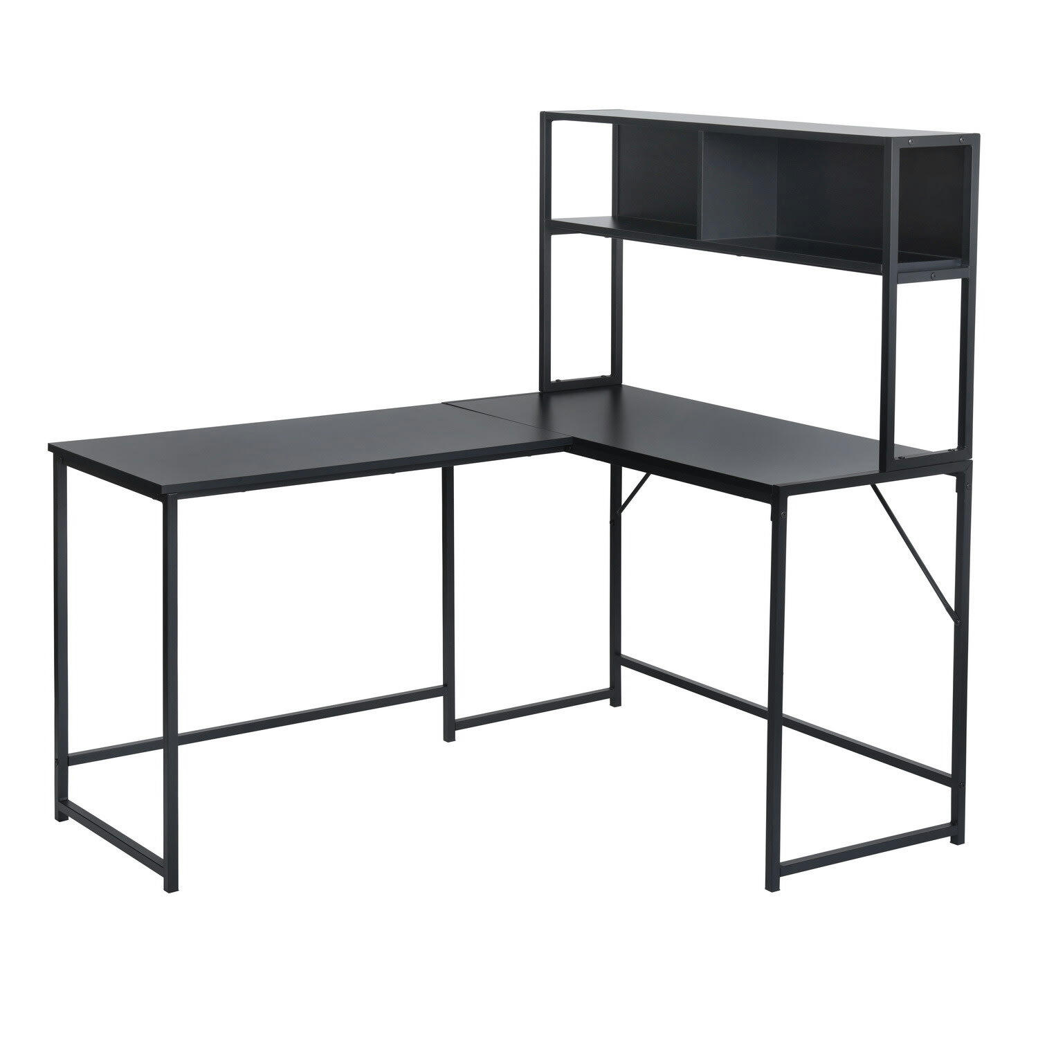 - Bureau d'angle avec étagères rangement noir