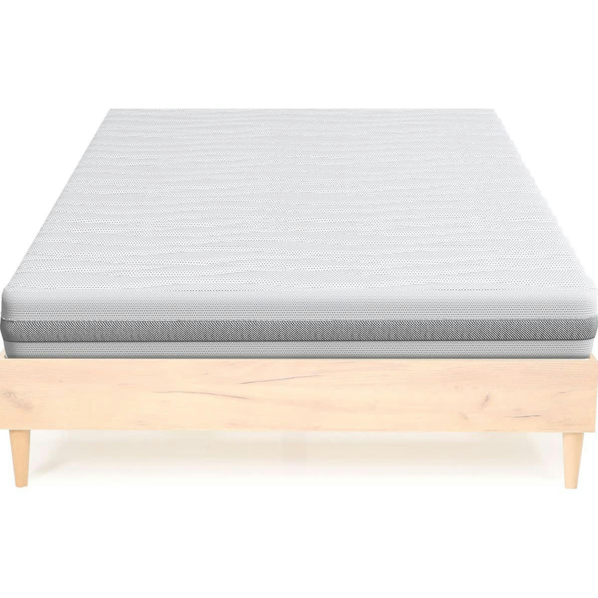 ENSEMBLE PACO - Ensemble lit effet chêne 140x190 + Matelas mousse 19cm
