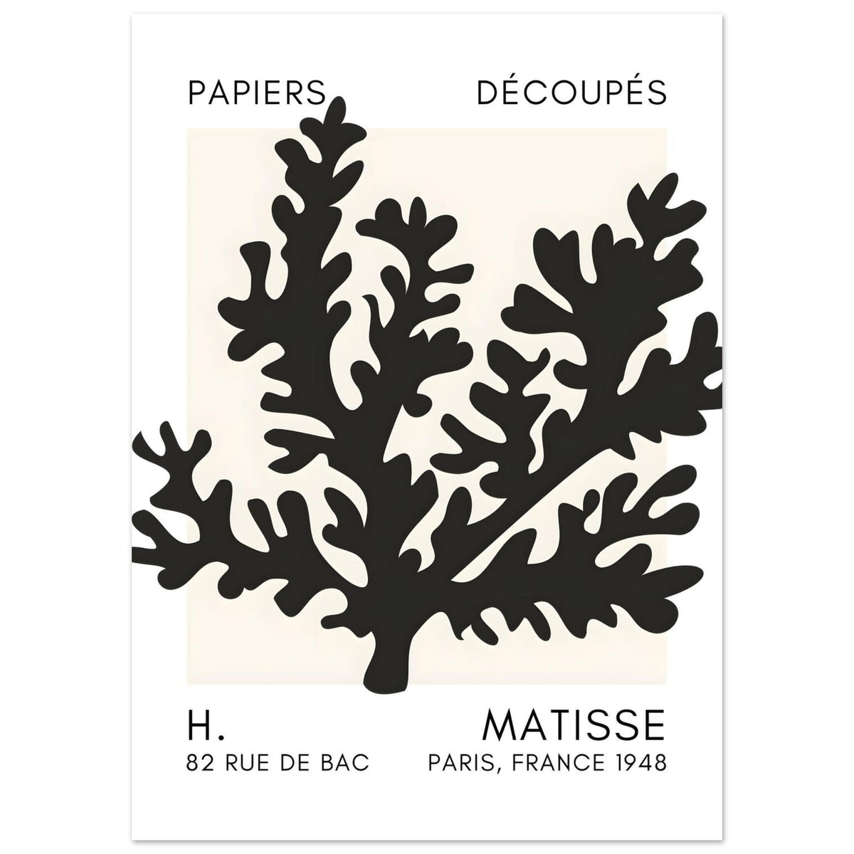 Artfulprints Poster Matisse – Aqua bloom black  - 50x70 cm - Zwart