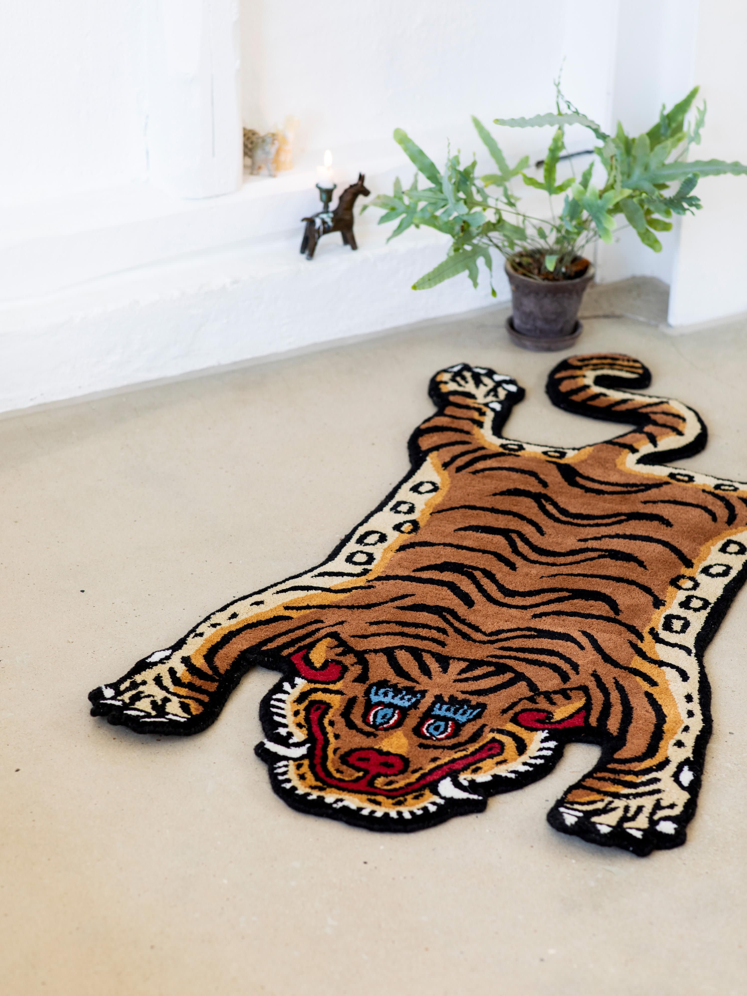 Handgetufteter Wollteppich Tiger