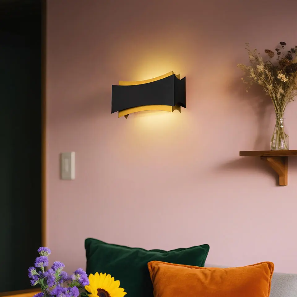 Qazqa wandlamp plats zwart g9