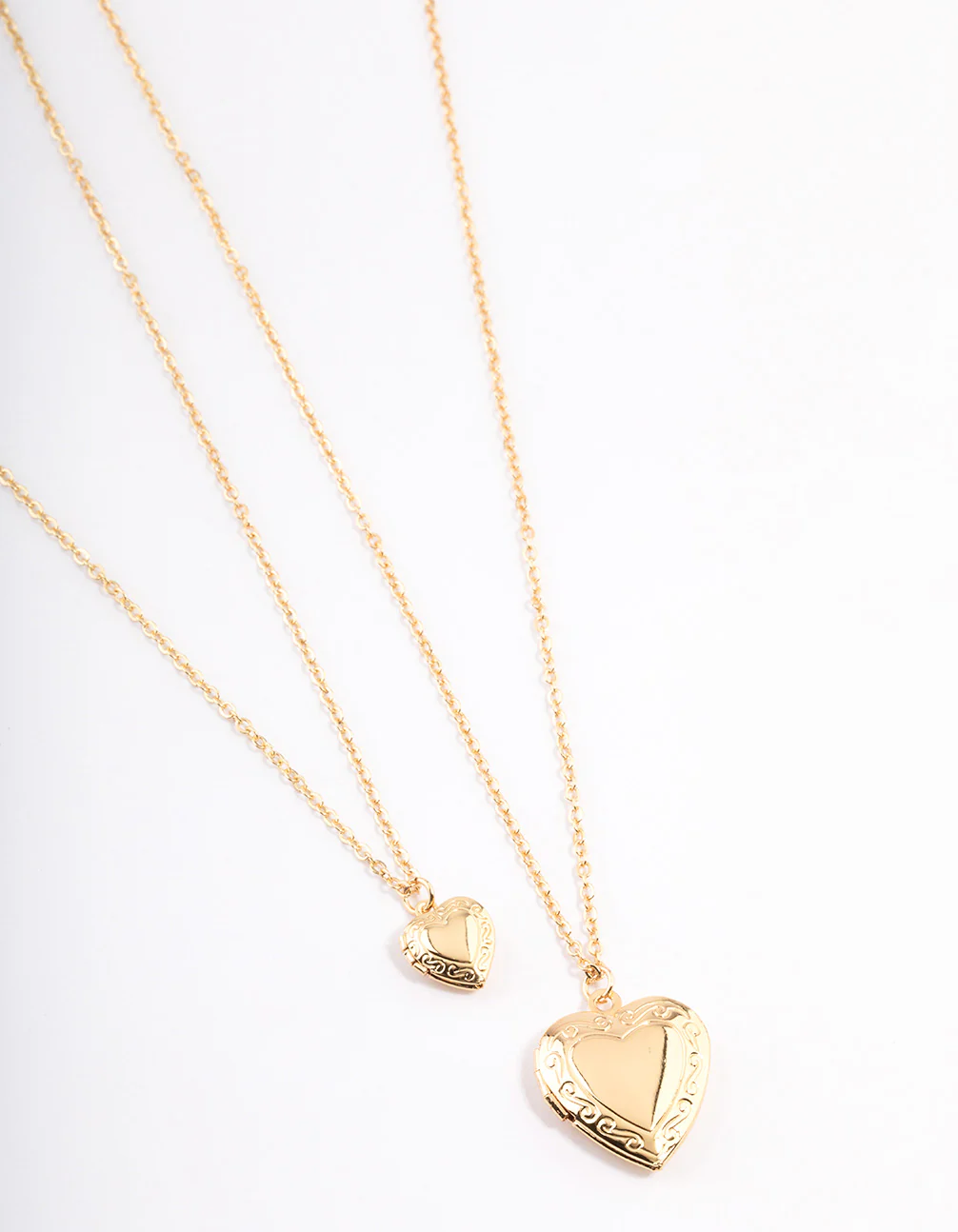 Gold Plated Hearts Necklaces 2-Pack