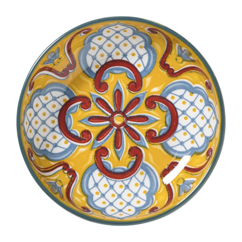 Schaaltje Carlos klein - geel/blauw - &Oslash;8.7x2.4 cm