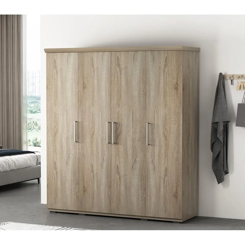 Interiax Kledingkast 'Mila' - Sonoma Eik - 4 Deurs - 183x160x52cm
