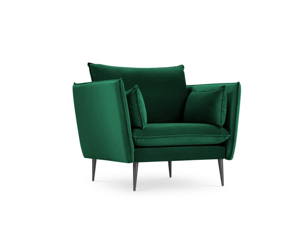 AGATE - Fauteuil en velours vert bouteille