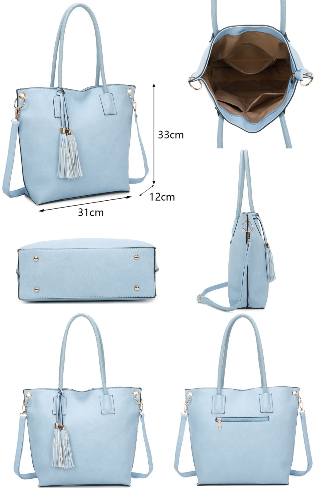 Fontanella Fashion Reid Dual Tassel PU Leather Shoulder Tote Bag